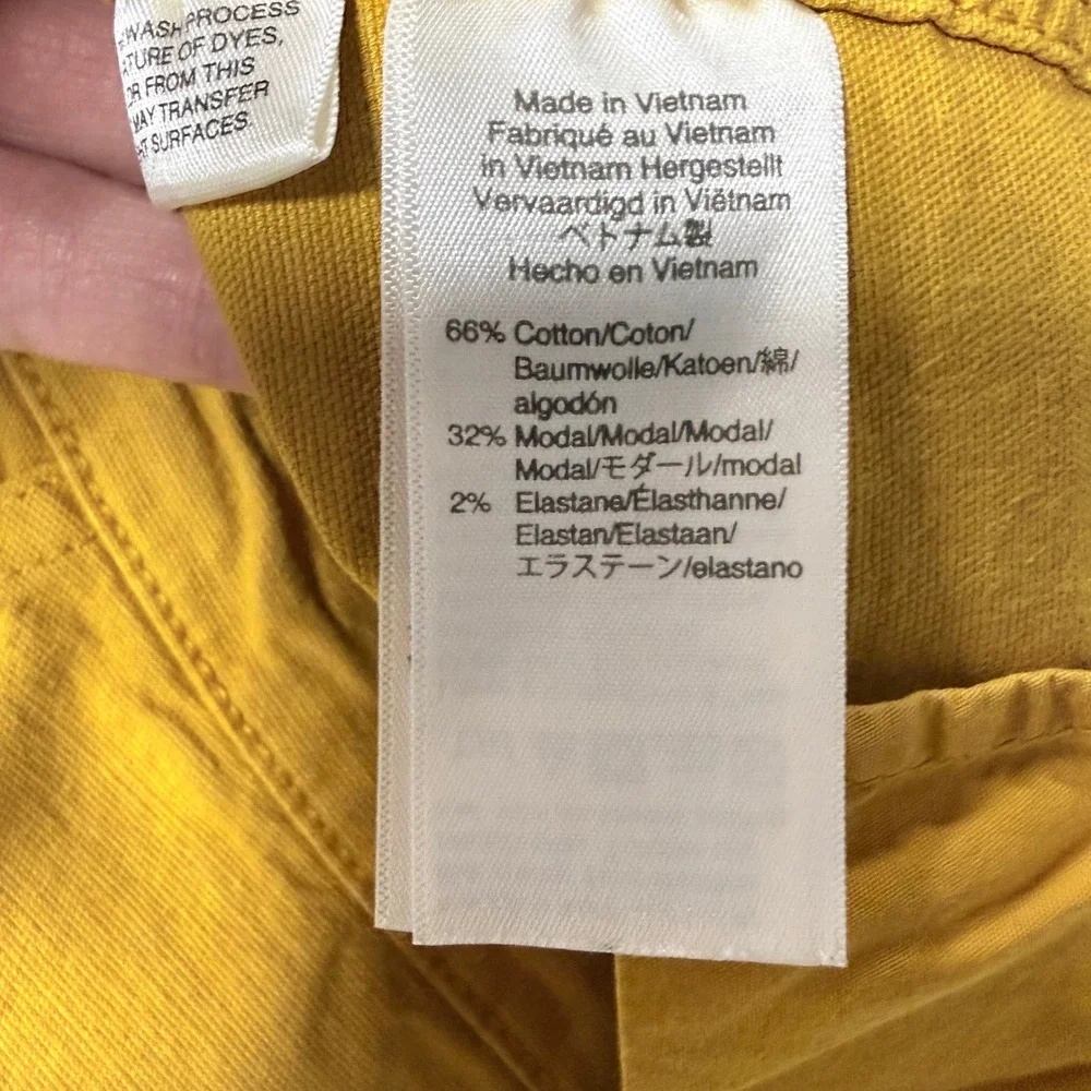 J.Crew Slim Wide Leg Pants Mustard Yellow High Rise Cotton Modal Size 28T Tall